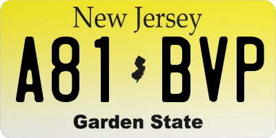 NJ license plate A81BVP