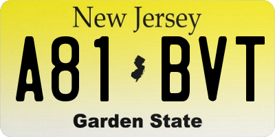 NJ license plate A81BVT