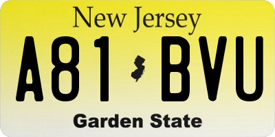 NJ license plate A81BVU