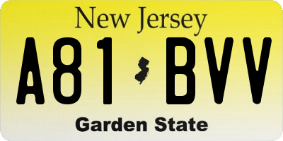 NJ license plate A81BVV