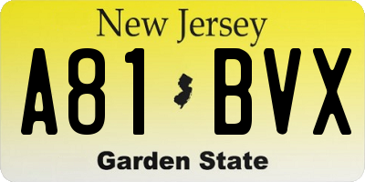NJ license plate A81BVX