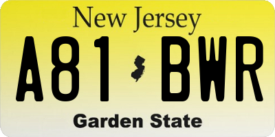 NJ license plate A81BWR