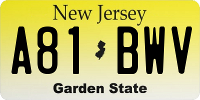NJ license plate A81BWV