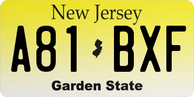 NJ license plate A81BXF