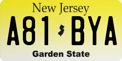 NJ license plate A81BYA
