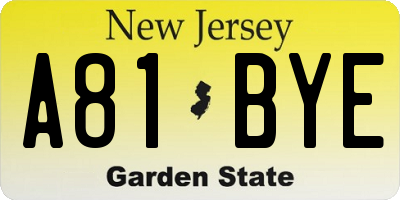 NJ license plate A81BYE