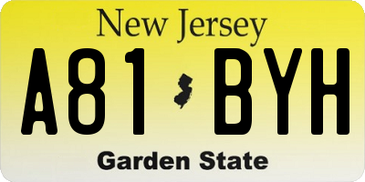 NJ license plate A81BYH