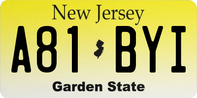 NJ license plate A81BYI