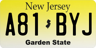 NJ license plate A81BYJ