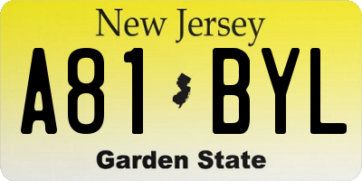 NJ license plate A81BYL