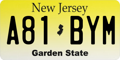 NJ license plate A81BYM