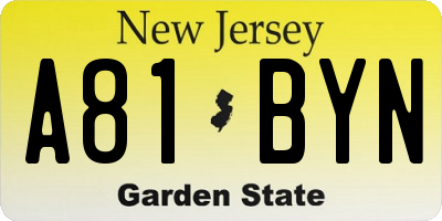 NJ license plate A81BYN