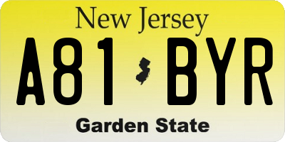 NJ license plate A81BYR