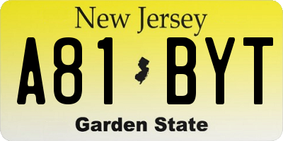 NJ license plate A81BYT