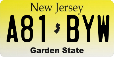 NJ license plate A81BYW