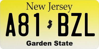 NJ license plate A81BZL