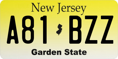 NJ license plate A81BZZ