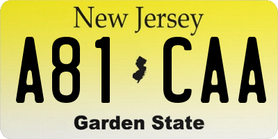 NJ license plate A81CAA