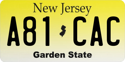 NJ license plate A81CAC