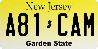 NJ license plate A81CAM