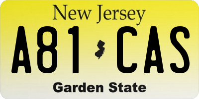 NJ license plate A81CAS