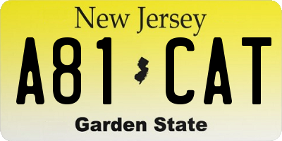 NJ license plate A81CAT