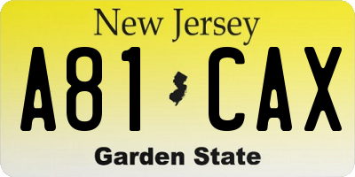 NJ license plate A81CAX