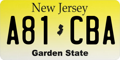 NJ license plate A81CBA