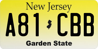 NJ license plate A81CBB