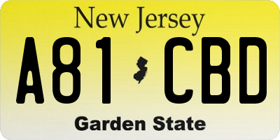 NJ license plate A81CBD