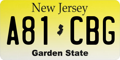NJ license plate A81CBG