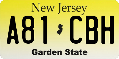 NJ license plate A81CBH