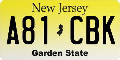 NJ license plate A81CBK