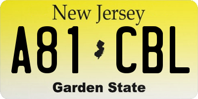 NJ license plate A81CBL