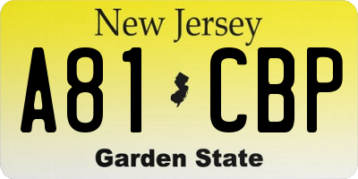 NJ license plate A81CBP