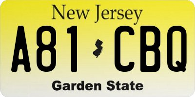 NJ license plate A81CBQ