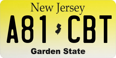 NJ license plate A81CBT