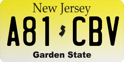 NJ license plate A81CBV