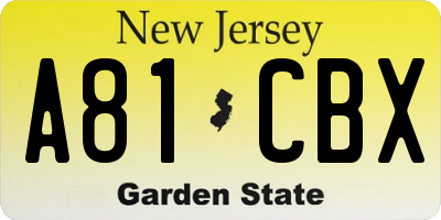 NJ license plate A81CBX