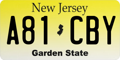 NJ license plate A81CBY