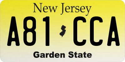 NJ license plate A81CCA