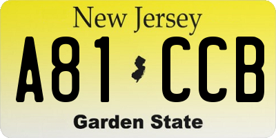 NJ license plate A81CCB