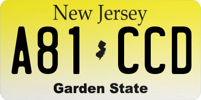 NJ license plate A81CCD