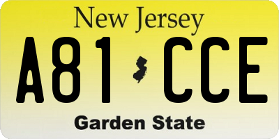 NJ license plate A81CCE