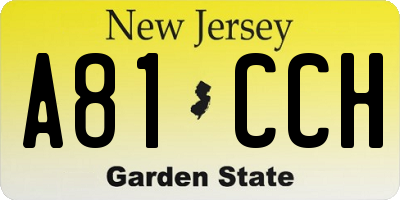 NJ license plate A81CCH