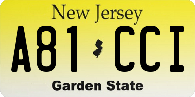NJ license plate A81CCI