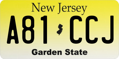 NJ license plate A81CCJ