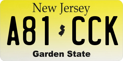 NJ license plate A81CCK
