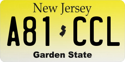 NJ license plate A81CCL