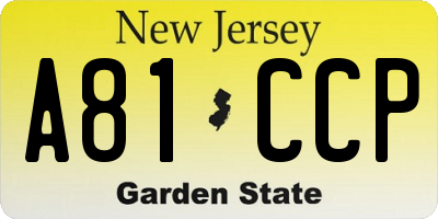 NJ license plate A81CCP